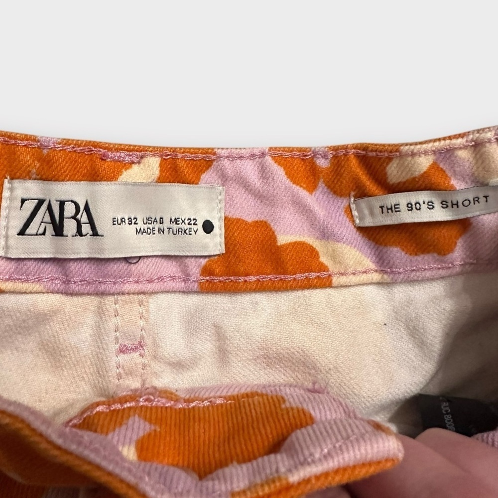 Zara Floral Orange and Pink Women's Shorts - Picture 3 of 4